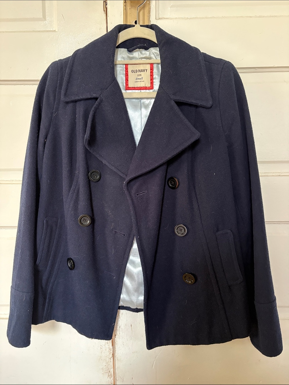 Old Navy Men's Dark Blue Double-Breasted Peacoat